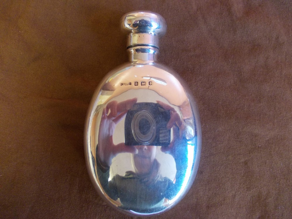 silver oval hip flask